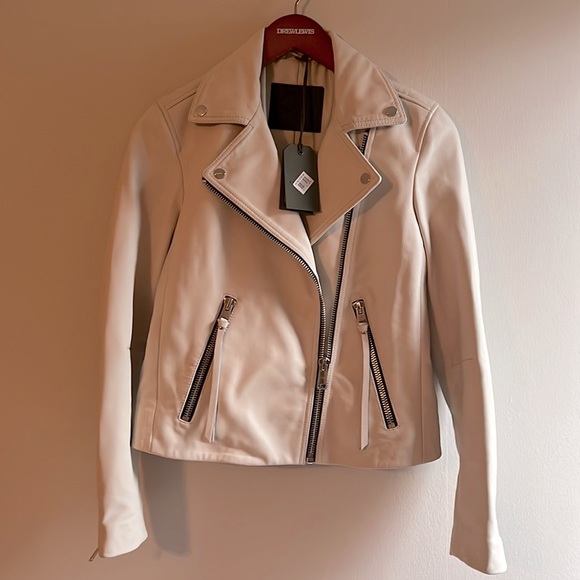 All Saints Jackets & Blazers - NWT All Saints cream leather Dalby Biker jacket